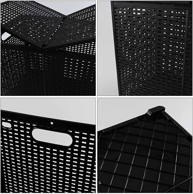 Bringer 1 Pack Double Plastic Laundry Hamper, Collapsible Laundry Basket with Lids, Black