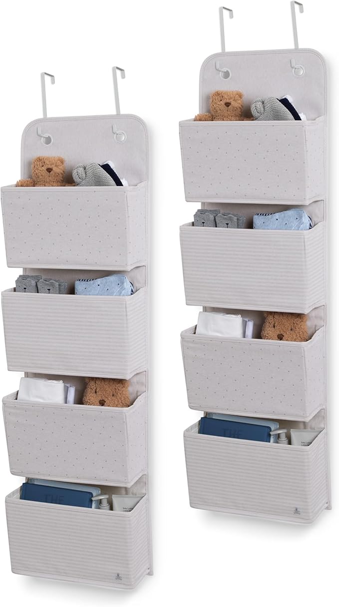 Delta Children GAP babyGap 2-Pack Over the Door Storage Organizer with 4 Pockets, Grey