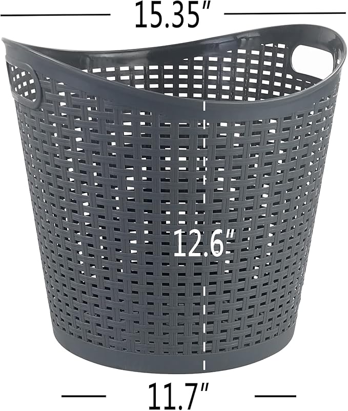 6-Pack Large Plastic Storage Basket, 30 L Laundry Hamper, Gray