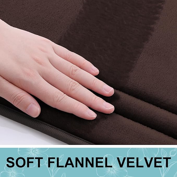 Grandaily Memory Foam Bath Mat Rug 47x32, Ultra Soft, Non-Slip and Absorbent Bathroom Rugs, Machine Wash Dry, Comfortable Bath Carpet for Bathroom Floor, Tub and Shower, Brown