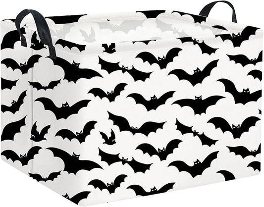 Rectangular Batman Basket Kids Baby Storage Basket Cute Kids Toy Storage Bin Organizer Shelf Book Bat Room Decor(Black Bats)