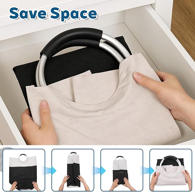 4 Pack 82L Laundry Basket, Waterproof Fabric Clothes Baskets Dirty Clothes Hamper Laundry Bag with Foam-Protected Aluminum Handles for College Dorm Family Bathroom