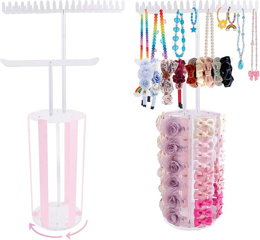 Bow Holder Bow Organizer for Girls,Baby Hair Clips Storage Stand, Rotatable Hair Accessory Organizer Rack for Baby Newborn Infant Toddler Kids (snzp-22-1)