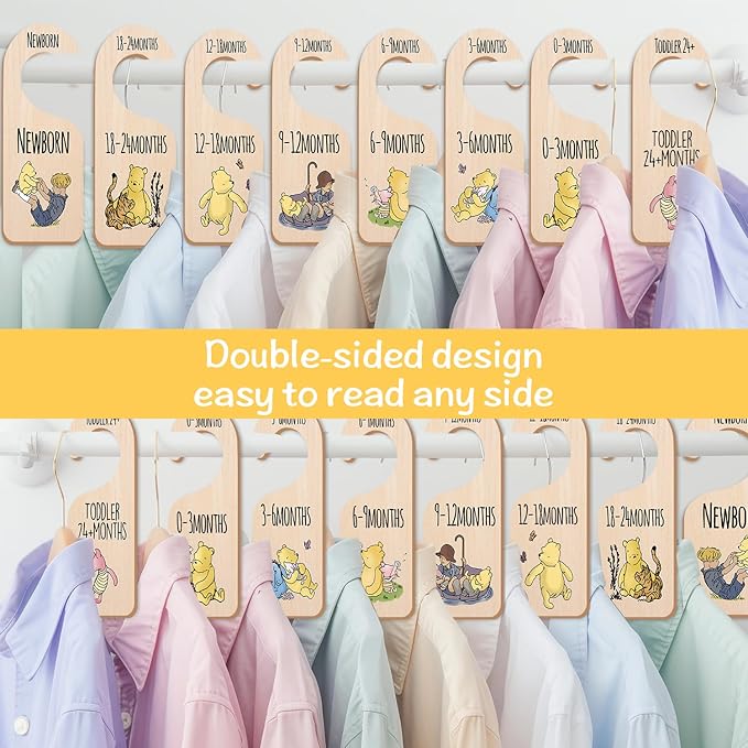 Winnie Baby Sttuff Baby Closet Divider - Winnie Nursery Decor Wardrobe Baby Closet Organizer,Baby Stuff Nursery Decor Clothes Hanger Dividers for Sorting 8 from Newborn to 24+ Months