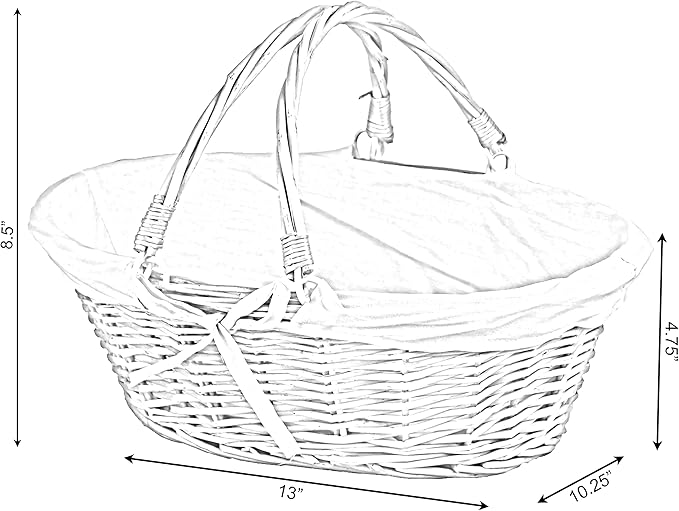 Vintiquewise Oval Willow Basket with Double Drop Down Handles (2 Units)