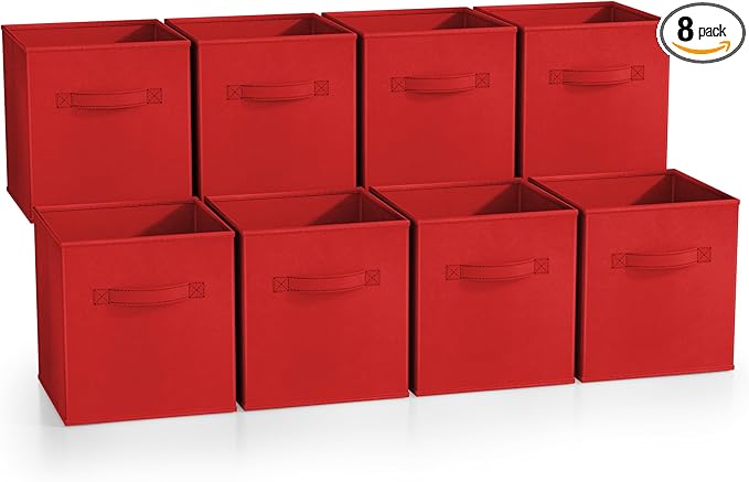 Sorbus Fabric Storage Cubes - 8 Foldable Storage Bins for Organizing Pantry, Cubbies, Toy Box - Clothes Storage & Closet Organizer - 11 Inch Collapsible Cube Baskets for Shelves with Handle