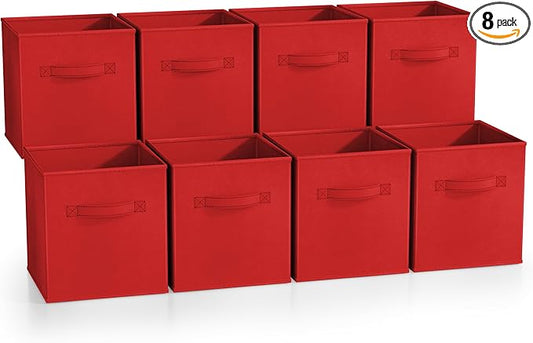 Sorbus Fabric Storage Cubes - 8 Foldable Storage Bins for Organizing Pantry, Cubbies, Toy Box - Clothes Storage & Closet Organizer - 11 Inch Collapsible Cube Baskets for Shelves with Handle
