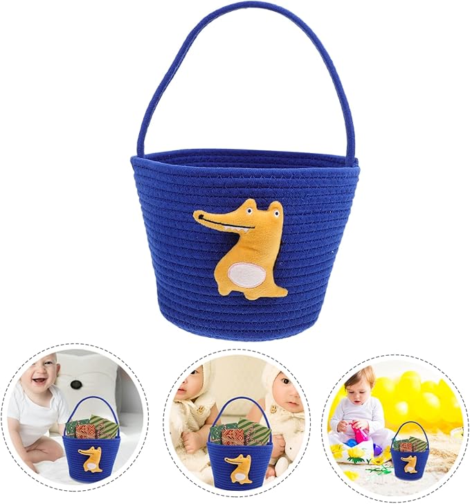 Woven Shower Basket for Candy Storage Cute Decorative Basket for Nursery Party Favors for Celebrations and Organizing Small Items