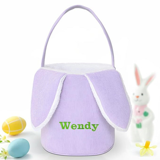 Easter Basket, Touber Easter Bunny Basket, Personalized Easter Baskets for Kids, Easter Gifts Basket for Girls Baby Children - Bunny Ear Purple