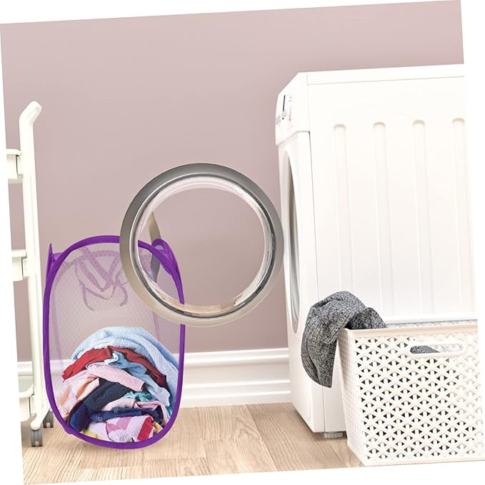 Foldable Mesh Laundry Basket with Side Pocket - Breathable Pop-up Hamper for College Dorms Small Apartments and Travel - Portable Clothes Hamper 19 Inch