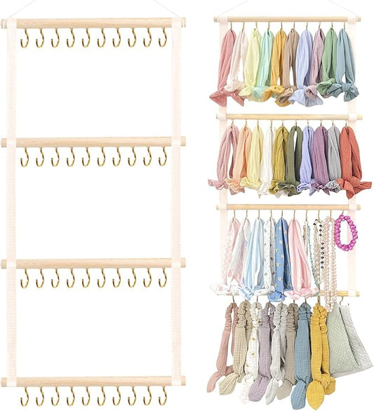 POVETIRE Headband Holder Head Bands Organizer for Girls, Baby Headbands Hair Accessories Organizer Storage Wall Hanging Decor for Nursery Toddler Girls Room