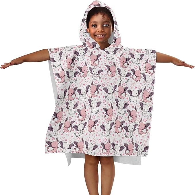 Hooded Bath Towel Poncho for Babies Cute Axolotl Soft Bath Towel for Babies Toddler Infant Bathroom Beach Swim Supplies