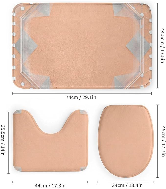 4 Piece Bathroom Rug Set with Shower Curtain, Non-Slip Bath Mat Toilet Cover Set, Irregularities Bathroom Rug Sets
