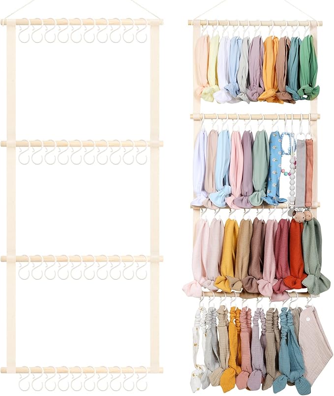 POVETIRE Headband Holder Head Bands Organizer for Girls, Baby Headbands Hair Accessories Organizer Storage Wall Hanging Decor for Nursery Toddler Girls Room…