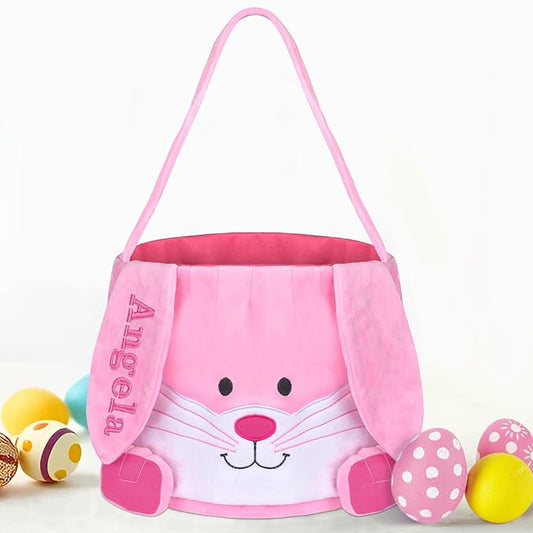 Personalized Easter Basket, PEMIRSAYO Easter Baskets for Kids, Bunny Easter Basket, Easter Egg Hunt Basket, Idea Easter Gifts, Easter Egg Basket - Pink