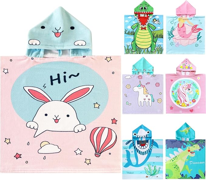 NovForth Kids Beach Towel for Boys Girls, Hooded Bath Towel Wrap, Toddler Pool Towel with Hood