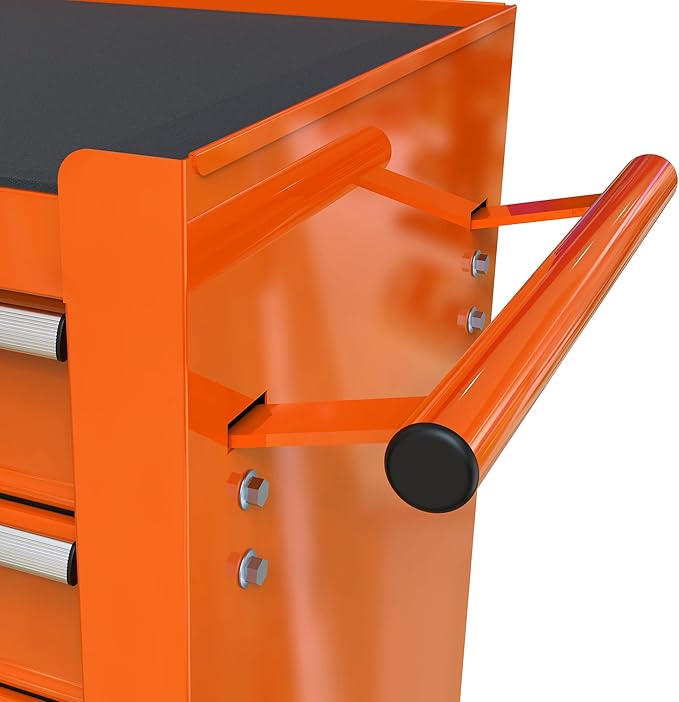 CHD Rolling Tool Chest, Tool Box with Wheels, Tool Storage Cabinet with 4 Drawers, Tool Box Organizer with Lock for Garage Workshop, Orange