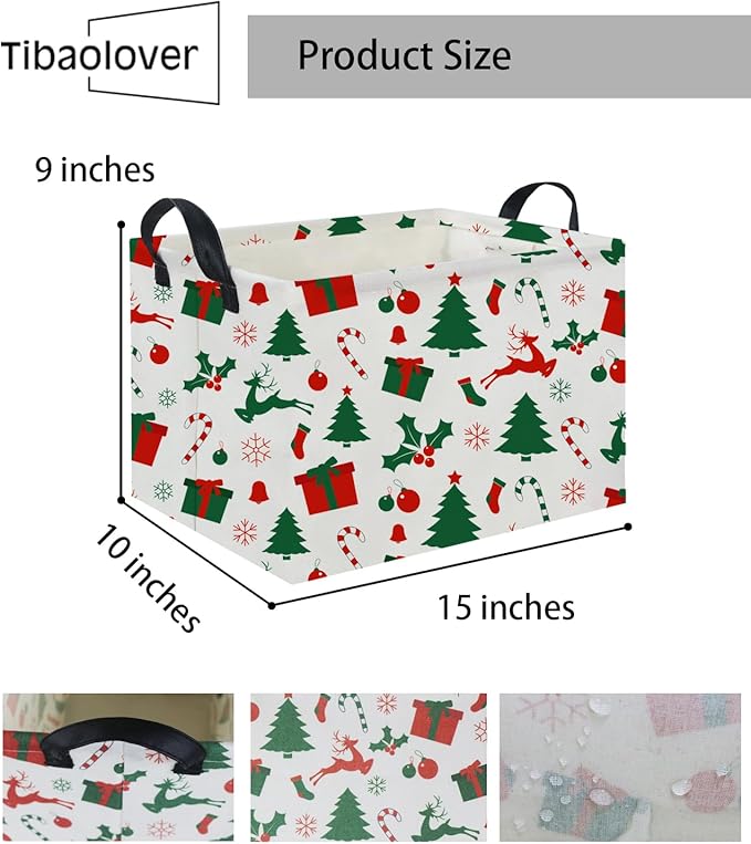 Rectangular Christmas Basket Tree Cute Christmas Gift Baskets for Families Baby Storage Bin Kids Toy Storage Bin Organizer Box Christmas Room Decor for Christmas Parties(Christmas Tree)