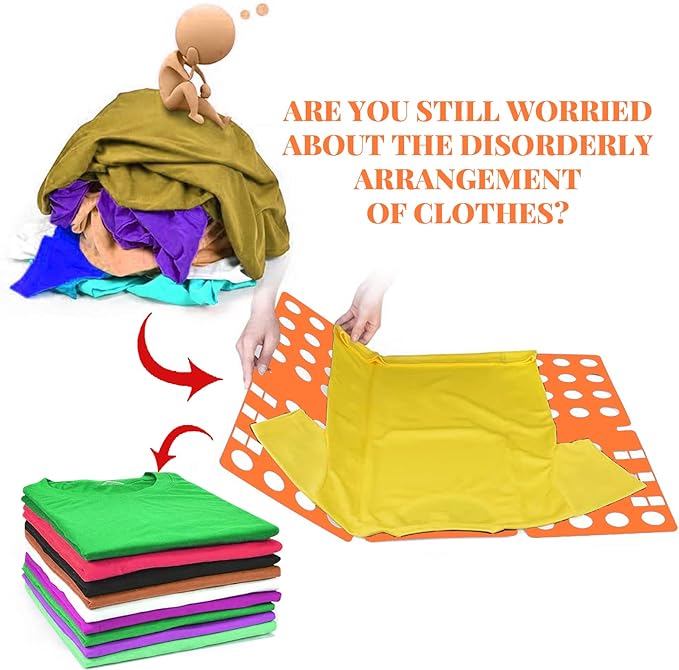 Folding Boards Quality Kids Magic Clothes Folder T Shirts Jumpers Organizer Fold Save Time Quick Clothes Folding Board Holder (Orange)