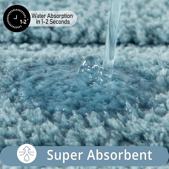 HOMORE Bathroom Runner Rug 24x60 Inch Non Slip Washable Bathroom Rug, Soft and Absorbent Microfiber Long Bath Rugs, TPR Backing Plush Bath Mat for Shower Floor, Spa Blue