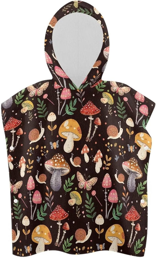 Hooded Kids Bath Towel Mushroom Forest Soft Towel Highly Absorbent Bathroom Beach Swim Supplies Toddlers Shower Decorations for Boys Girls