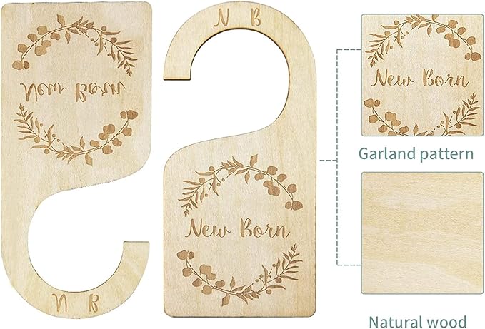 Generic Baby Closet Dividers, 7 Pcs Double-Sided Wooden Baby Closet Organizer from Newborn to 24 Months, Suitable for Home, Nursery Baby Clothes Organizer, Brown