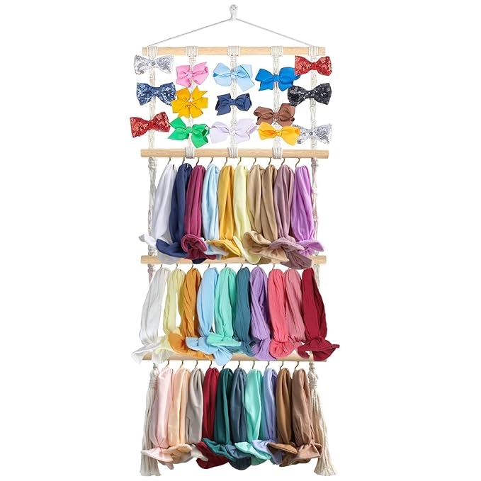Headband Holder Hair Bows Organizer for Girls, Baby Headbands Hair Accessories Organizer Storage Wall Hanging Decor for Toddler Girls Room