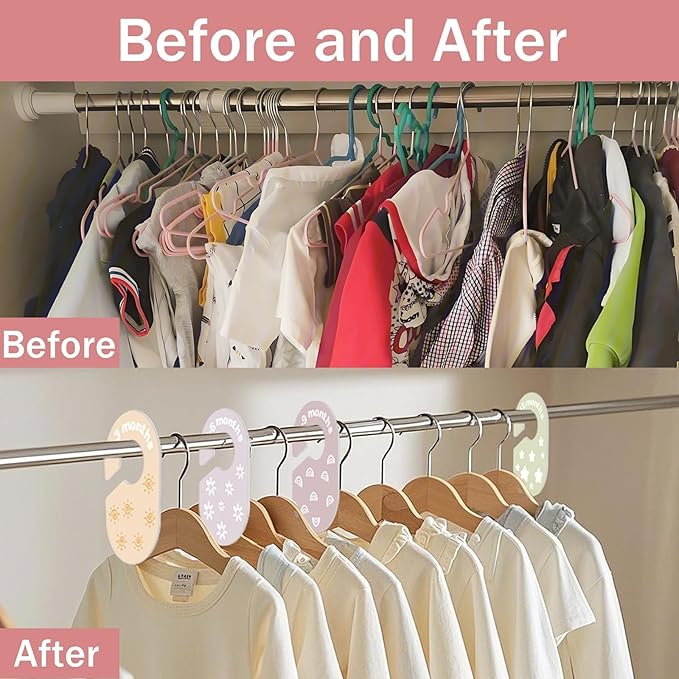 Baby Closet Dividers, Durable Plastic Baby Clothes Organizer for Nursery Closet, Double-Sided Dividers for Newborn to Toddler, Clothes Organizer by Size & Age (8-Pack)