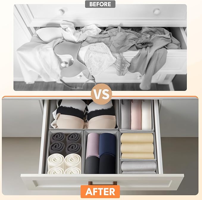 Drawer Organizer Clothes, 21 Pack Dresser Organizer for Baby Clothes, Underwear, Socks, 3 Sizes Foldable Closet Organization and Storage Bins for Nursery, Bedroom (Grey)