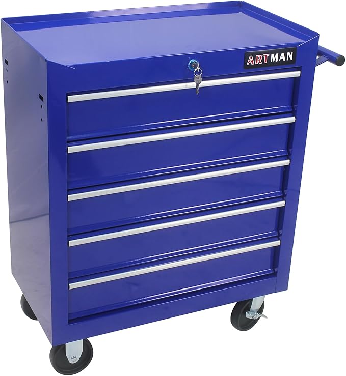 5 Drawers Rolling Tool Chest Cart ,24.2*12.9*29.9"Tool Storage Cabinet With 4 Wheels.Portable Tool Cabinet Trolley With Locking System and Drawer Liners.Tool Storage Cart for Garage,Workshop