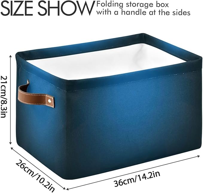 YETTASBIN Blue Solid Color Storage Basket 1pc, Large Collapsible Toys Clothes Organizer, Durable Canvas Storage Bin with Handle for Shelves Closet Laundry Home Office Decor