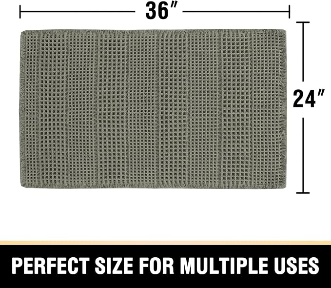 H.VERSAILTEX Upgraded Waffle Bath Mat Super Absorbent Non Slip Bath Rugs for Beside Tub, 24" x 36", Smokey Olive