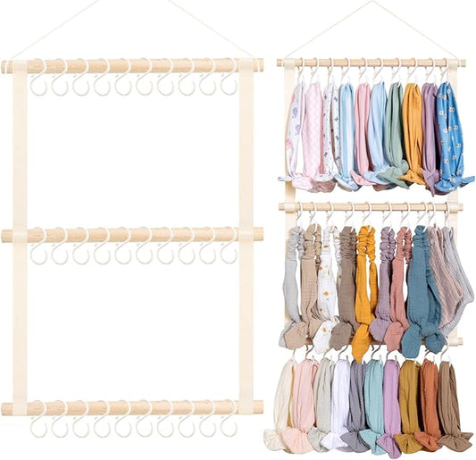 POVETIRE Headband Holder Head Bands Organizer for Girls, Baby Headbands Hair Accessories Organizer Storage Wall Hanging Decor for Nursery Toddler Girls Room… (Beige-2)