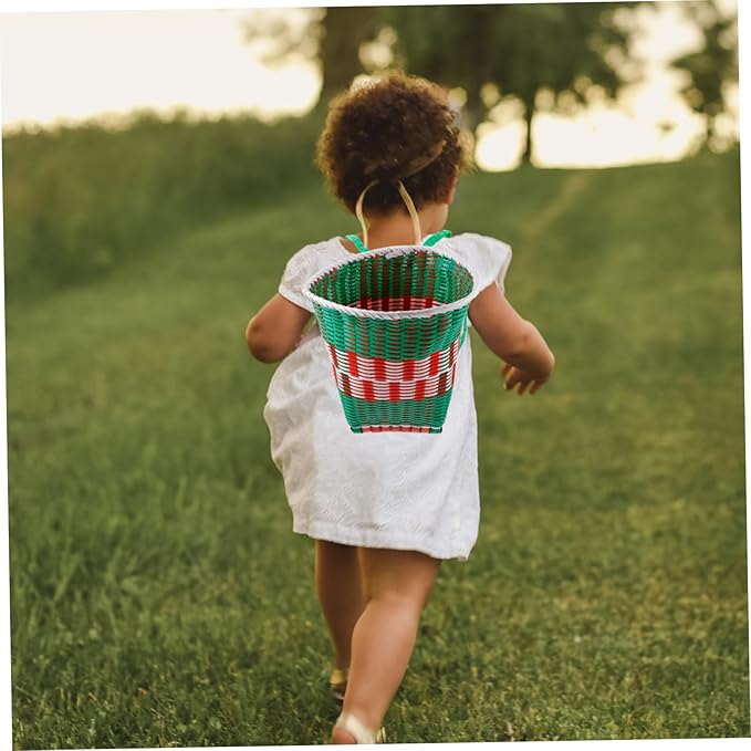 Balacoo Hand Woven and Girls Storage Basket Portable Woven Backpack for Dance Props Rustic Picnic Holder for Toddlers Outdoor Use and Kindergarten