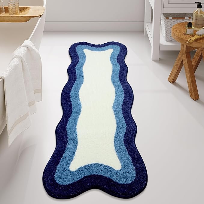 HAOCOO Luxury Soft Long Boho Rugs, 24x59 Inch Non-Slip Microfiber Absorbent Washable Rugs for Bedside Sink Tub Shower