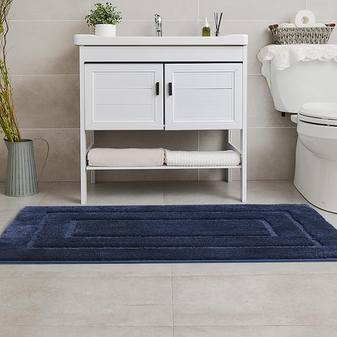 GRANNY SAYS Navy Bathroom Rugs, Bath Mats for Bathroom Non-Slip, Super Soft and Water Absorbent, Extra Large Bath Rugs Washable, Microfiber Bath Rugs for Bath Floor, Tub and Shower, 59" x 24"
