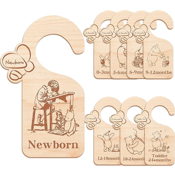 Winnie Baby Closet Divider -Winnie Nursery Decor Wardrobe Baby Closet Organizer,Daisy Design Nursery Decor Clothes Hanger Dividers for Sorting 8 from Newborn to 24+ Months,bee