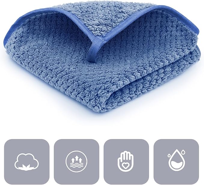6 Pack Washcloth Set Towels - Quick Drying & Absorbent Microfiber Gym Towels 13x13 inches - Lightweight & Thin Yoga Towels - Multi-Purpose Camping Towels for SPA, Hotel & Bathroom, Blue