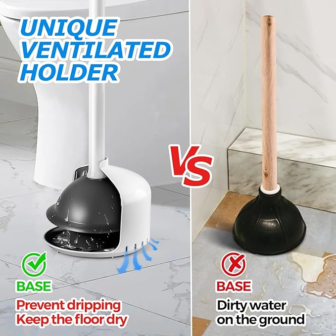 2Pack Toilet Plunger with Holder,Plungers for Bathroom with Holder,Heavy Duty Plunger with Cover,Bathroom Decor，Bathroom Accessories，Toilet Bowl Cleaners,Pearl White