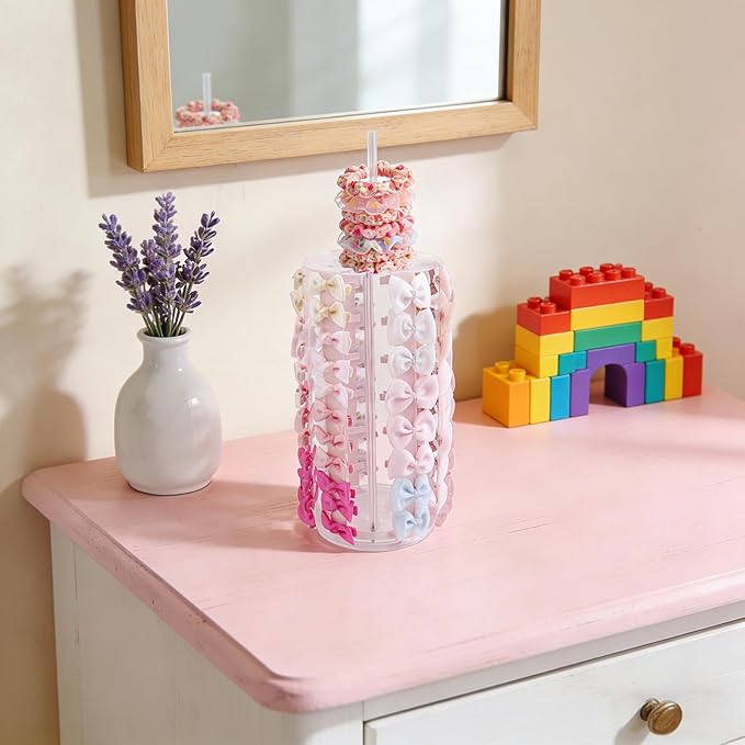 Bow Holder Bow Organizer for Girls,Baby Hair Clips Storage Stand, Rotatable Hair Accessory Organizer Rack for Baby Newborn Infant Toddler Kids (snzp-14-1)