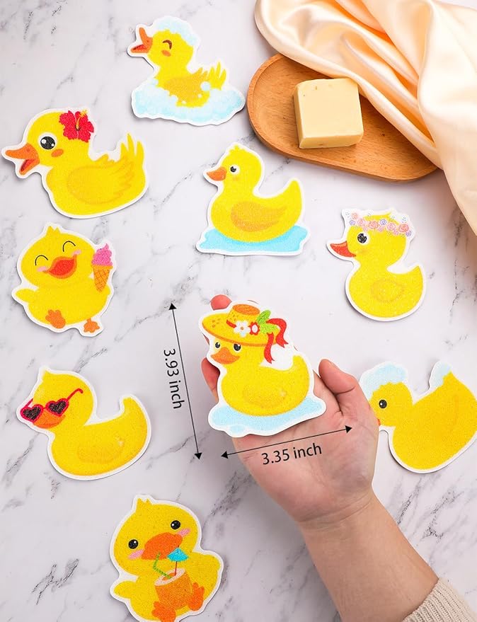 26Pcs Non Slip Bathtub Stickers, Cute Duck Stickers with Scraper, Anti Slip Bath Tub Shower Decal with Adhesive Back for Bathroom, Shower Stairs