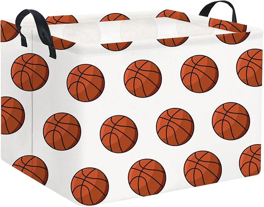 HIYAGON Rectangular Basketball Basket Kids Baby Nursery Storage Basket for Boys Football Room Decor Cute Toy Storage Organizer Bins Bedroom(Basketballs)