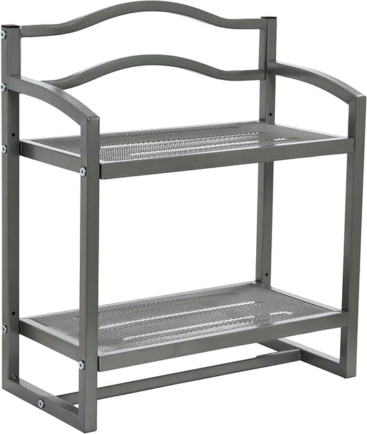 Household Essentials 2-Tier Metal Wall Mount Bathroom Storage Rack, Silver