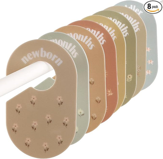 WSICSE Baby Closet Divider,Double-Sided Baby Clothes Dividers for Closet Baby Girl Nursery Decor for Sorting 8 Designs from Newborn to 24 Month (Flowers)