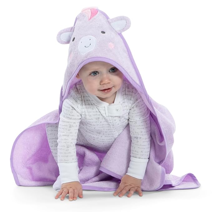 Delta Children Baby/Infant Hooded Bath Towel - Super Soft and Absorbent- Newborn Essential - Ideal Baby Registry/Shower Gift for Boys and Girls, Light Purple Unicorn