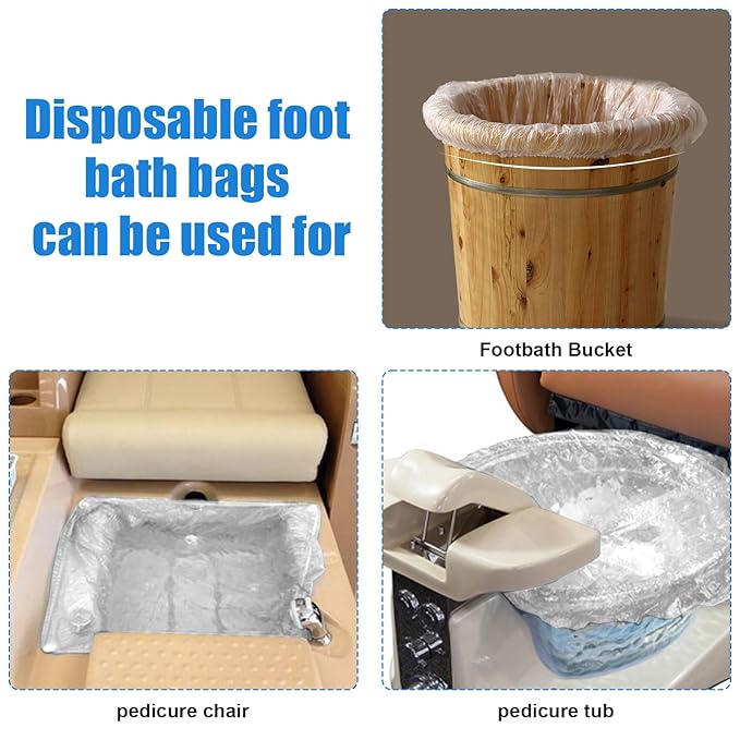 Transparent Pedicure Liners Disposable, Pedicure Bowl Liners with Elastic Band, Unbreakable Foot Bath Pedi Liners Disposable, Fits Most Pedicure Tub, for Pedicure Foot Spa Home Use (25pcs)