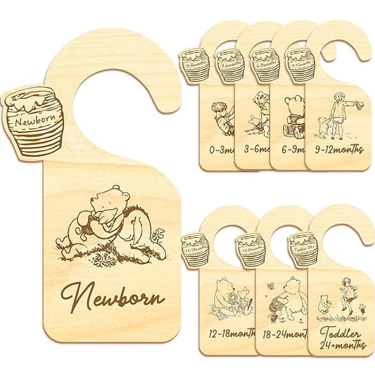 Winnie Baby Closet Divider -Winnie Nursery Decor Wardrobe Baby Closet Organizer,Daisy Design Nursery Decor Clothes Hanger Dividers for Sorting 8 from Newborn to 24+ Months,Honeypot