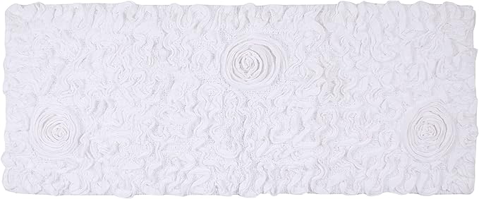 Home Weavers Bell Flower Collection 100% Cotton Tufted Bath Rugs, Extra Soft and Absorbent Bath Rugs, Non-Slip Bath Mats, Machine Washable, Bath Mats for Bathroom Floor and Tub, 21"x54" Runner, White