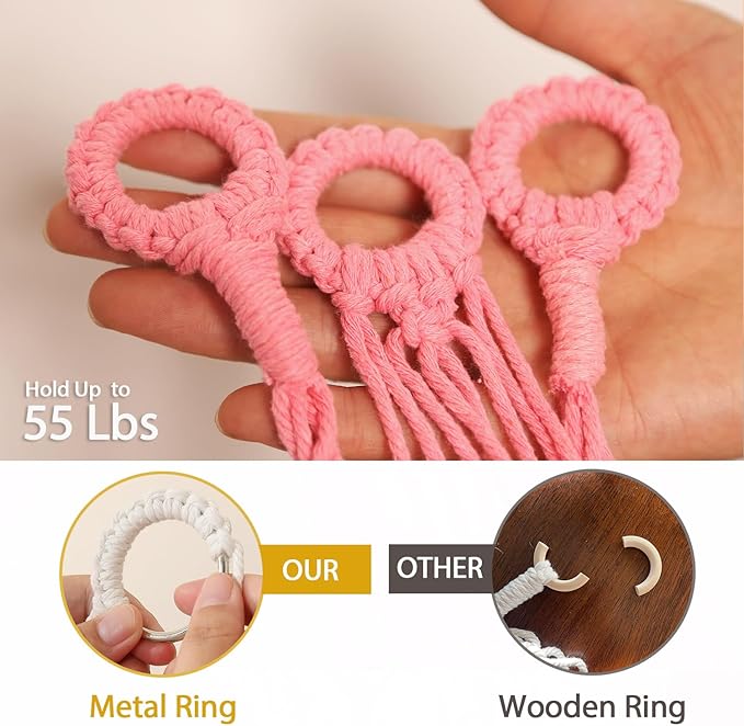 Stuffed Animals Hammock Corner Hanging Net with Tassel Macrame Stuffed Animal Storage Plush Toy Holder Toy Organizer for Boho Nursery Playroom Bedroom Kids Room (pink, large)
