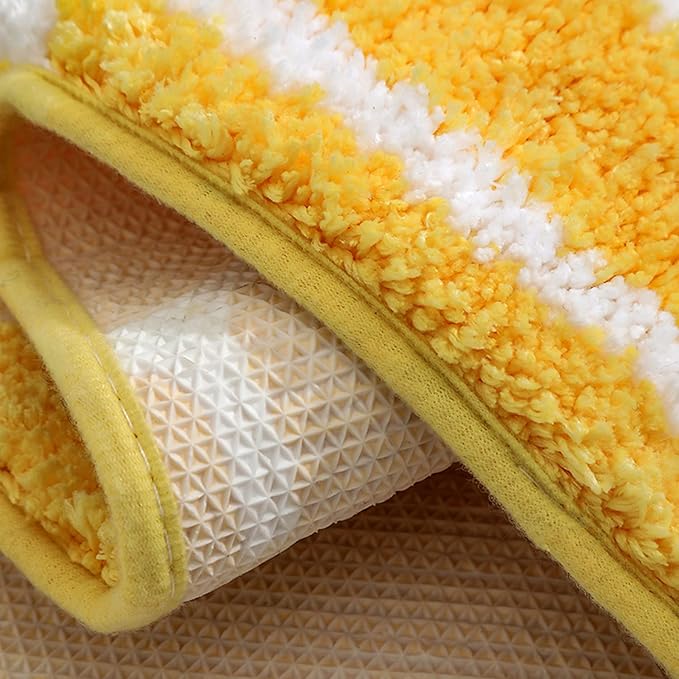 19.7x31.5 inch Half Round Microfiber Soft Lemon Shape Bathroom Rugs Non Slip Shag Bath Mat Rug for Kitchen Bedroom Rubber Shower for Floor Living Room Mats (50x80cm, Lemon)